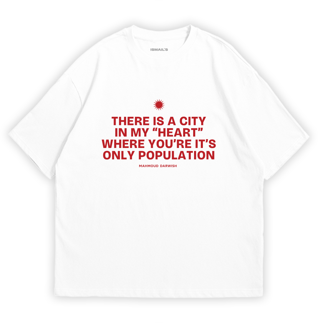 Mahmoud Darwish Quote T-shirt by Ismail's | White Color