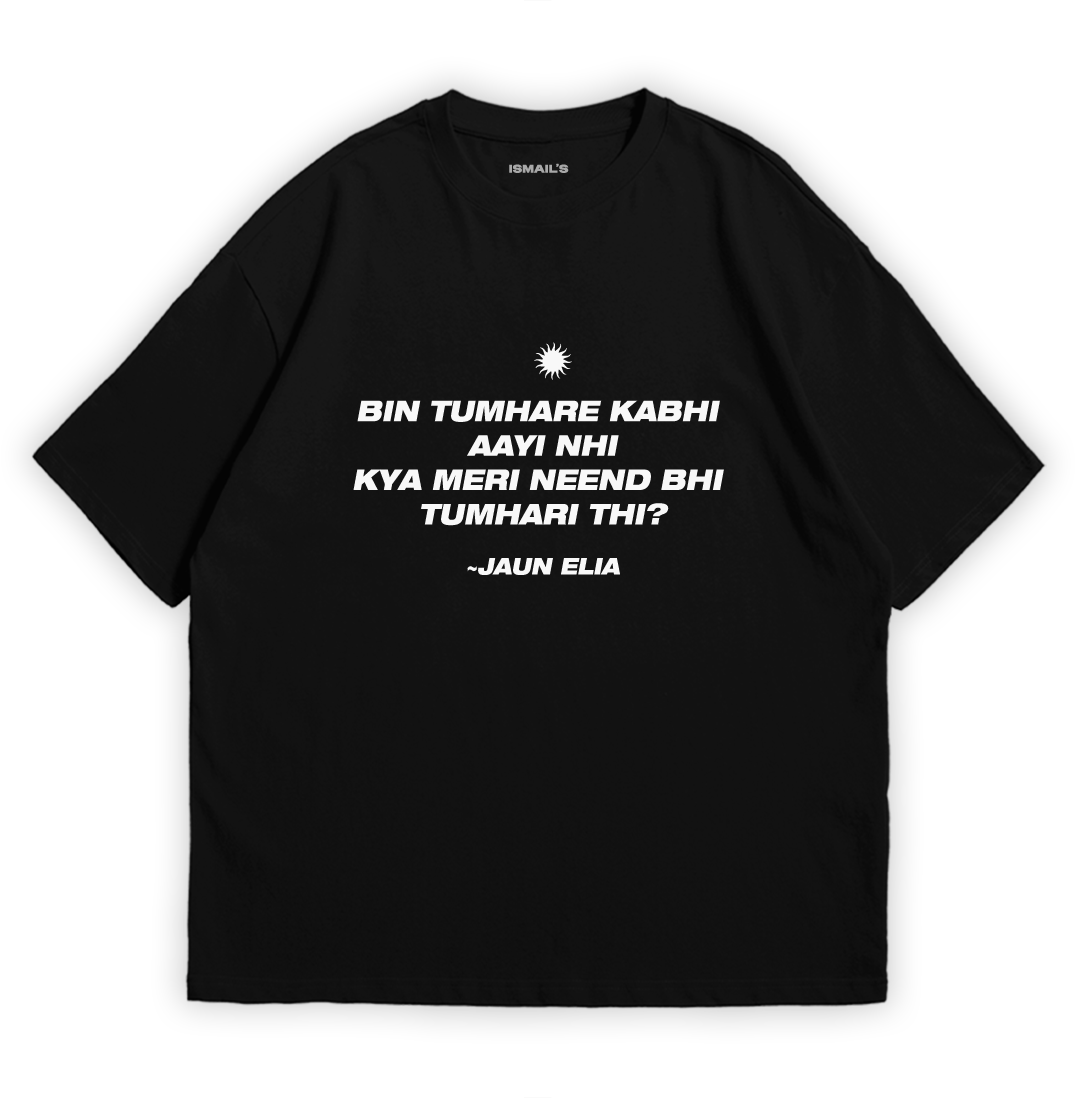 Lost Love Jaun Elia Urdu Poetry T-shirt by Ismail's | Black Color